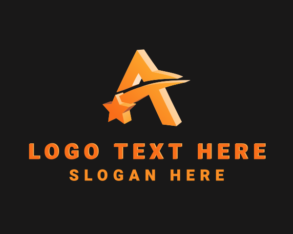 3D Star Multimedia Letter A logo