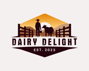 Dairy Cattle Farmer Livestock logo design