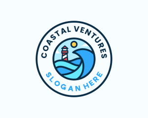 Ocean Wave Lighthouse logo design