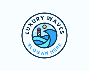 Ocean Wave Lighthouse logo design