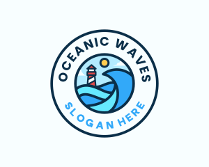 Ocean Wave Lighthouse logo design