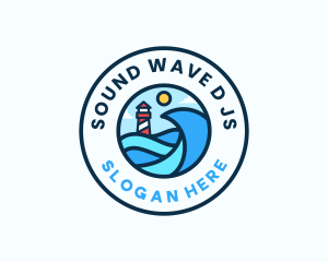 Ocean Wave Lighthouse logo design