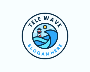 Ocean Wave Lighthouse logo design