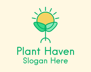 Sun Plant Seedling  logo design