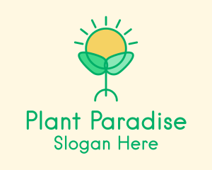 Sun Plant Seedling  logo design