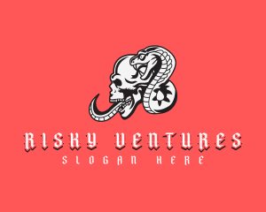 Skull Cobra Snake logo design