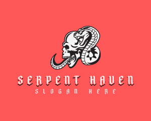 Skull Cobra Snake logo design