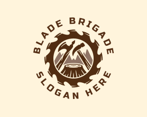 Saw Blade Woodworking Carpentry logo design