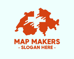 Swiss Red Switzerland Map logo design