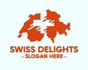 Swiss Red Switzerland Map logo design