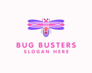 Flying Dragonfly Insect logo design