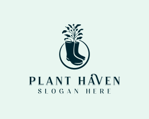 Gardening Boots Plant logo design