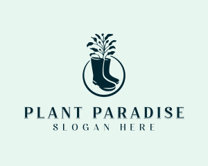 Gardening Boots Plant logo design