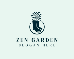 Gardening Boots Plant logo design