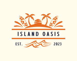 Tropical Island Surfboard  logo design