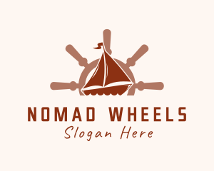 Sail Boat Wheel logo design