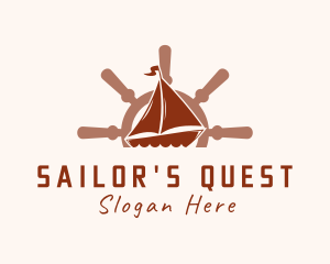 Sail Boat Wheel logo design