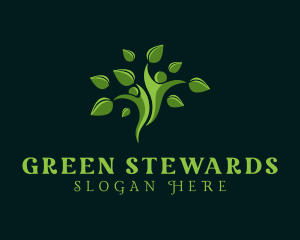 Green Natural Wellness Tree logo design