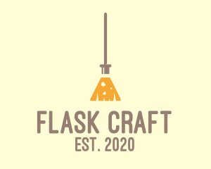 Laboratory Flask Broom logo design