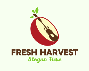 Guitar Apple Fruit logo design
