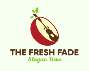 Guitar Apple Fruit logo design