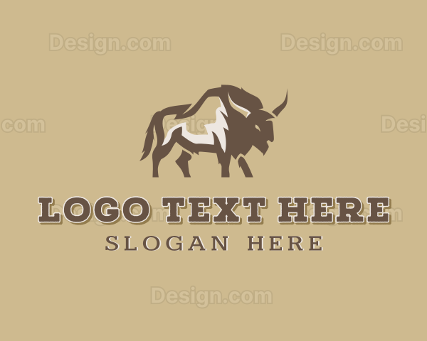 Wild Bison Animal Logo