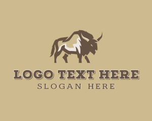 Wild Bison Animal Logo