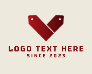 Sell - Red Coupon Letter V logo design