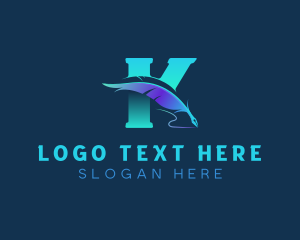 Copywriting - Quill Author Letter K logo design