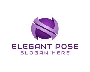 Purple Sphere Letter N  logo design