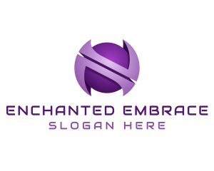 Purple Sphere Letter N  logo design