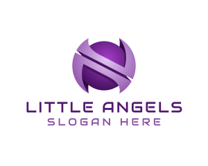 Purple Sphere Letter N  logo design