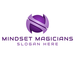 Purple Sphere Letter N  logo design