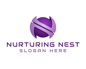 Purple Sphere Letter N  logo design