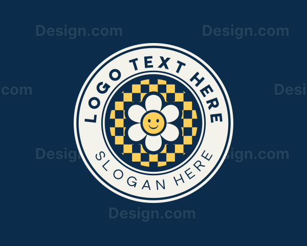 Checkered Flower Smile Logo