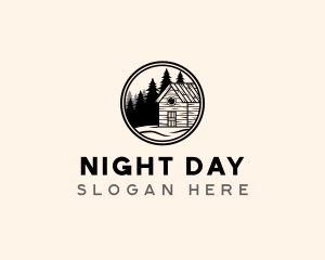 Cabin Pine Tree Forest logo design