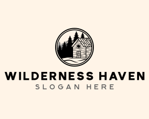 Cabin Pine Tree Forest logo design