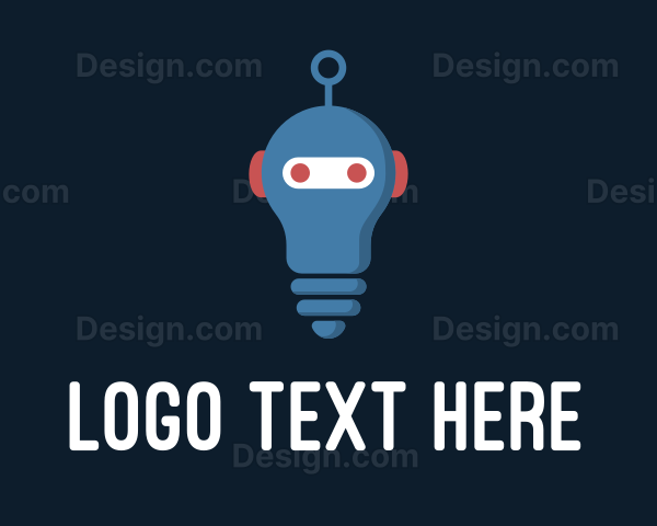 Robot Lightbulb Artificial Intelligence Logo