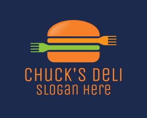 Fork Hamburger Burger  logo design