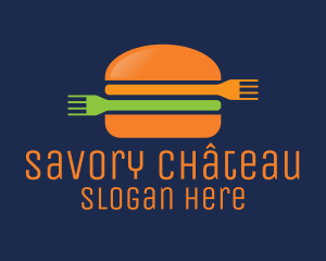 Fork Hamburger Burger  logo design