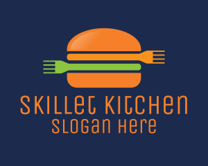 Fork Hamburger Burger  logo design