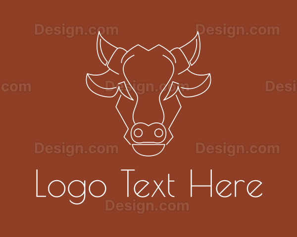 Geometric Cow Head Line Logo