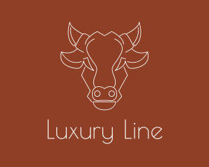 Geometric Cow Head Line logo design