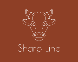 Geometric Cow Head Line logo design