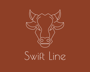 Geometric Cow Head Line logo design