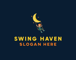 Girl Moon Swing  logo design