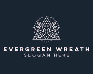 Peacock Crest Wreath logo design