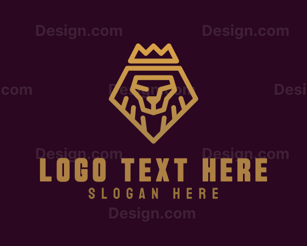 Golden Premium Lion Crown Logo