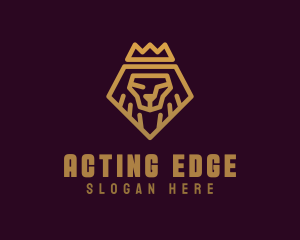 Golden Premium Lion Crown  logo design