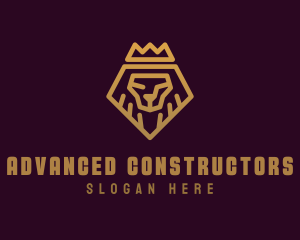 Golden Premium Lion Crown  logo design